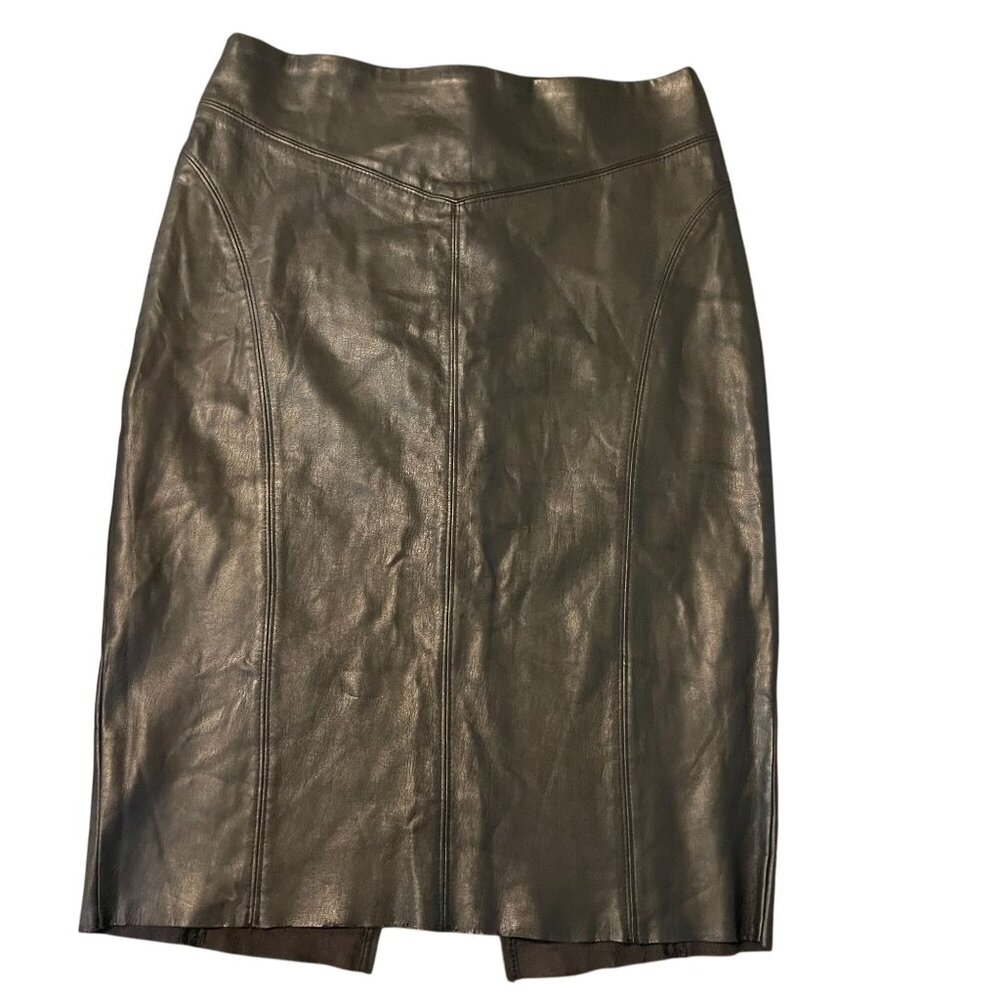 Express Womens Faux Leather‎ Black Pencil Skirt Size 2 With Back Slit
